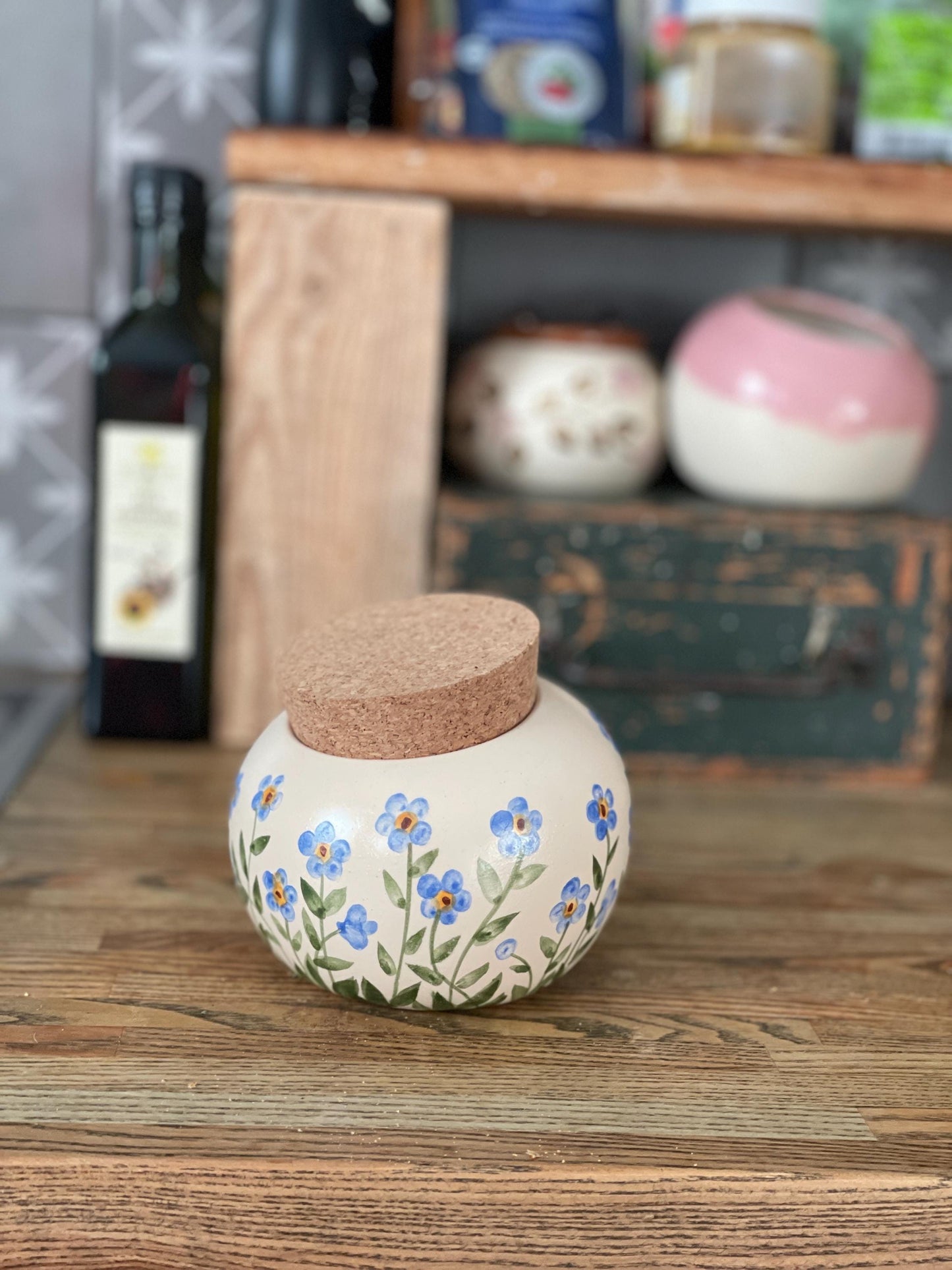 Sāls pagrabs, Sāls cūka Sāls glabātājs, keramikas sāls pods, neaizmirstulītes