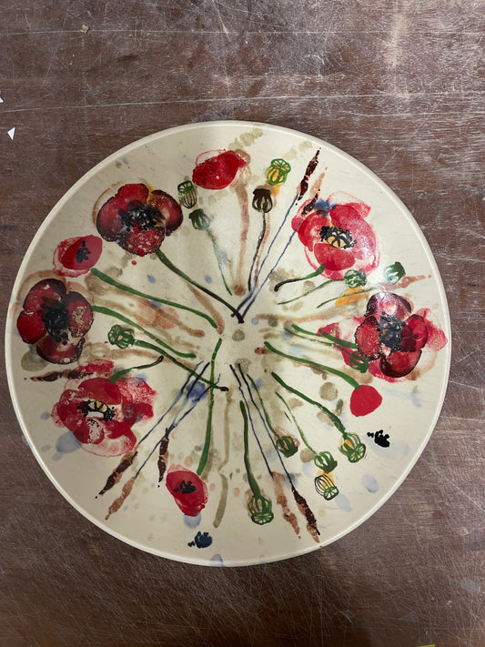 Large dish bowl with poppies pattern