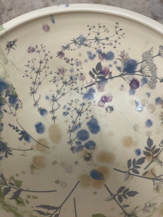 Large Ceramic Floral Bowl – Handmade Botanical Pottery