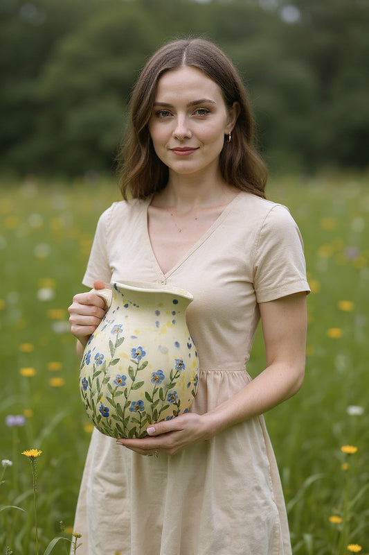 Krūze ar zilām puķītēm, neaizmirstulītēm