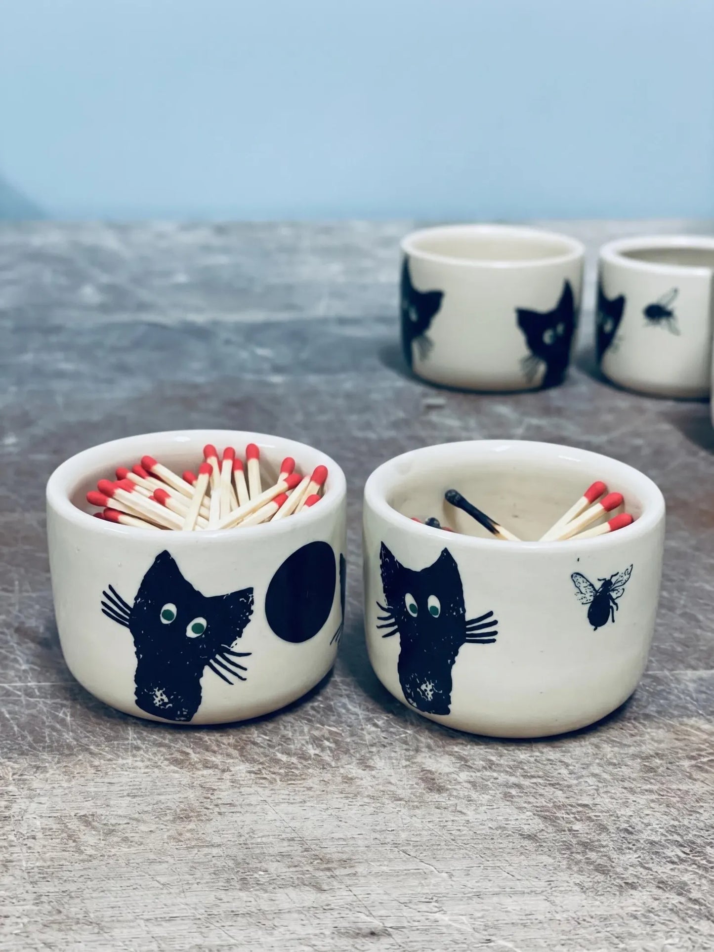 Black Cat Match Holder with Striker