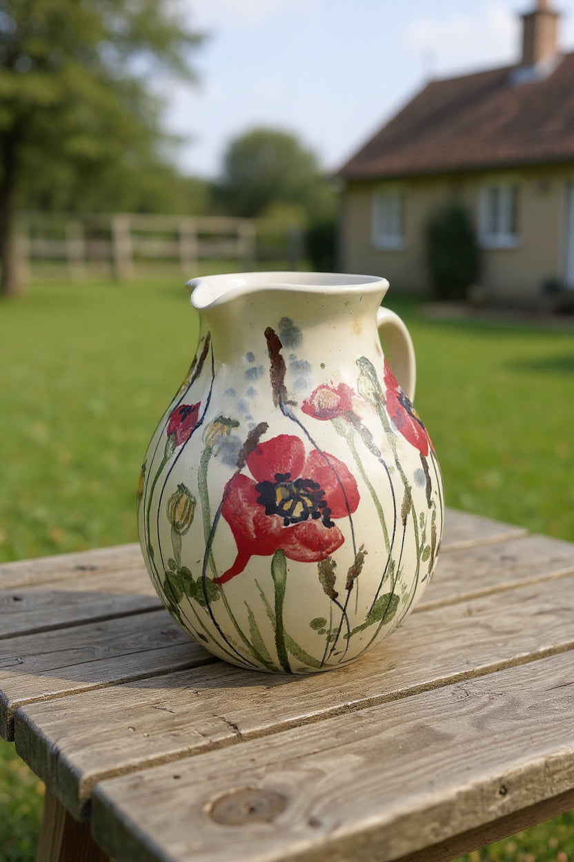 Magoņu krūze, rokām virpota krūze