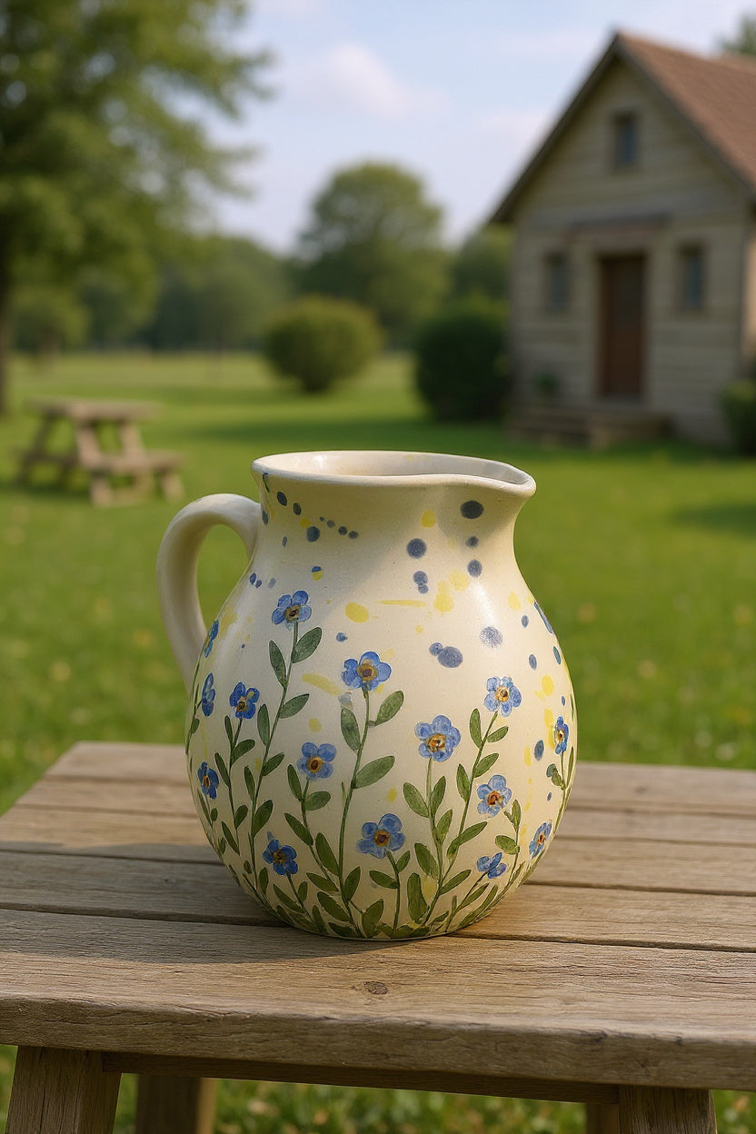 Krūze ar zilām puķītēm, neaizmirstulītēm