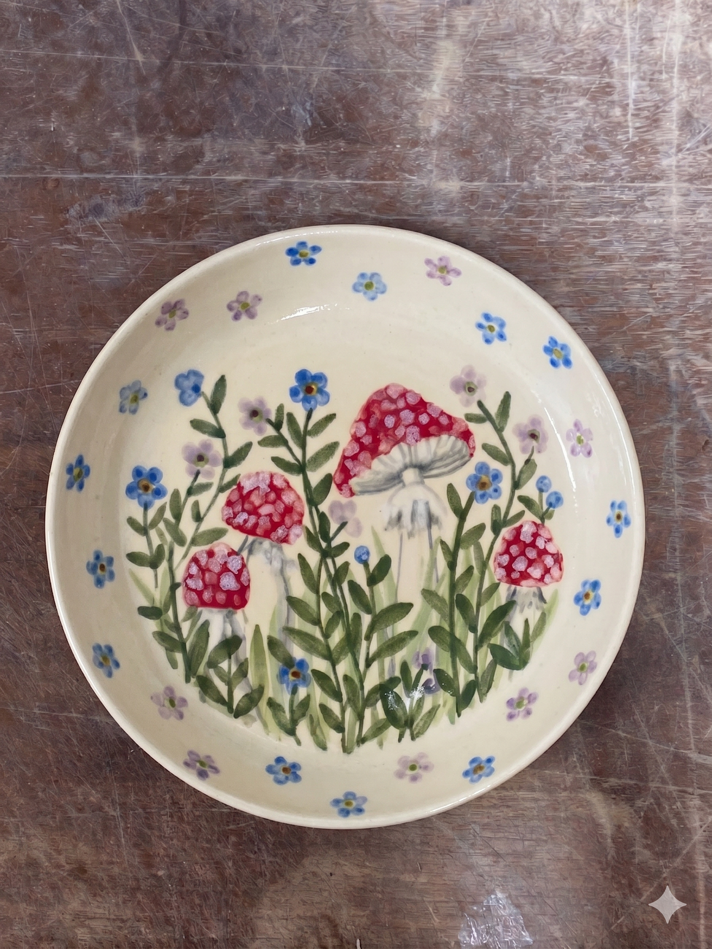 Hand-Painted Mushroom plate- Whimsical Forest plate - Unique gift plate