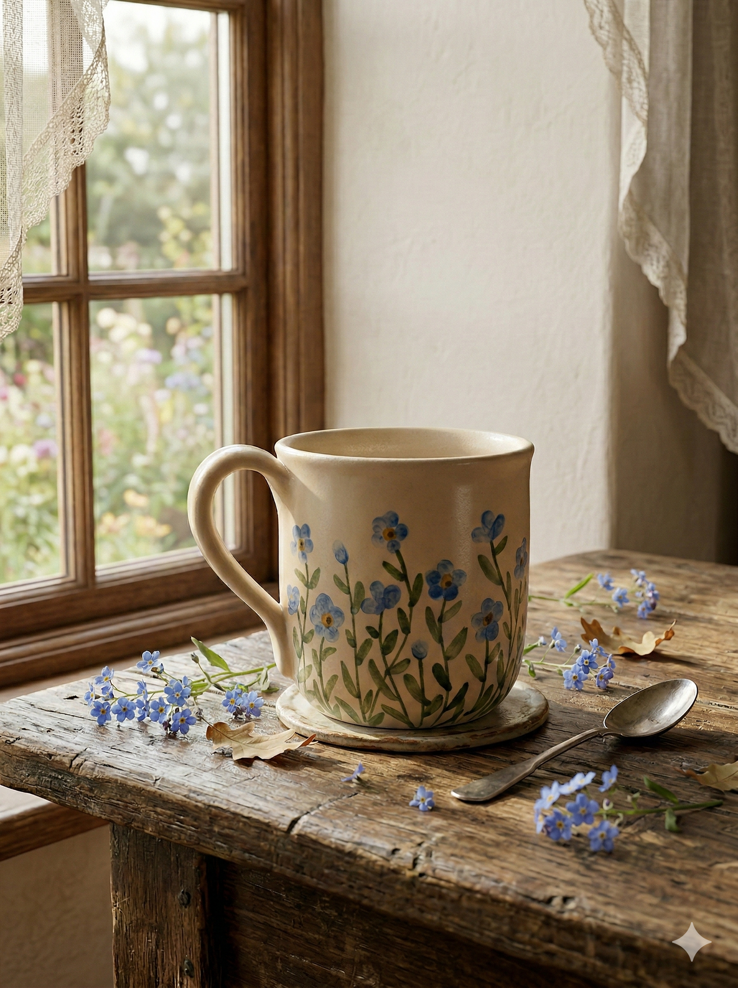 Krūzīte ar zilām neaizmirstulītēm