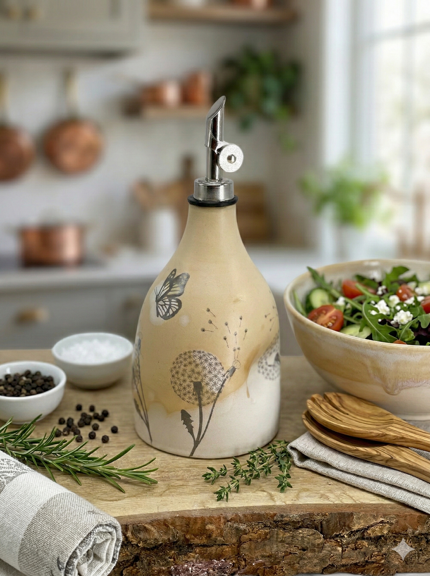 Pottery ceramic oil dispenser