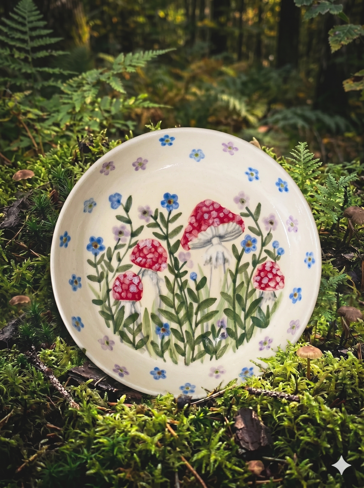 Hand-Painted Mushroom plate- Whimsical Forest plate - Unique gift plate