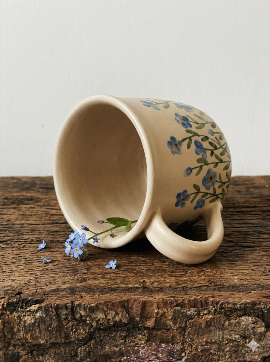 Krūzīte ar zilām neaizmirstulītēm