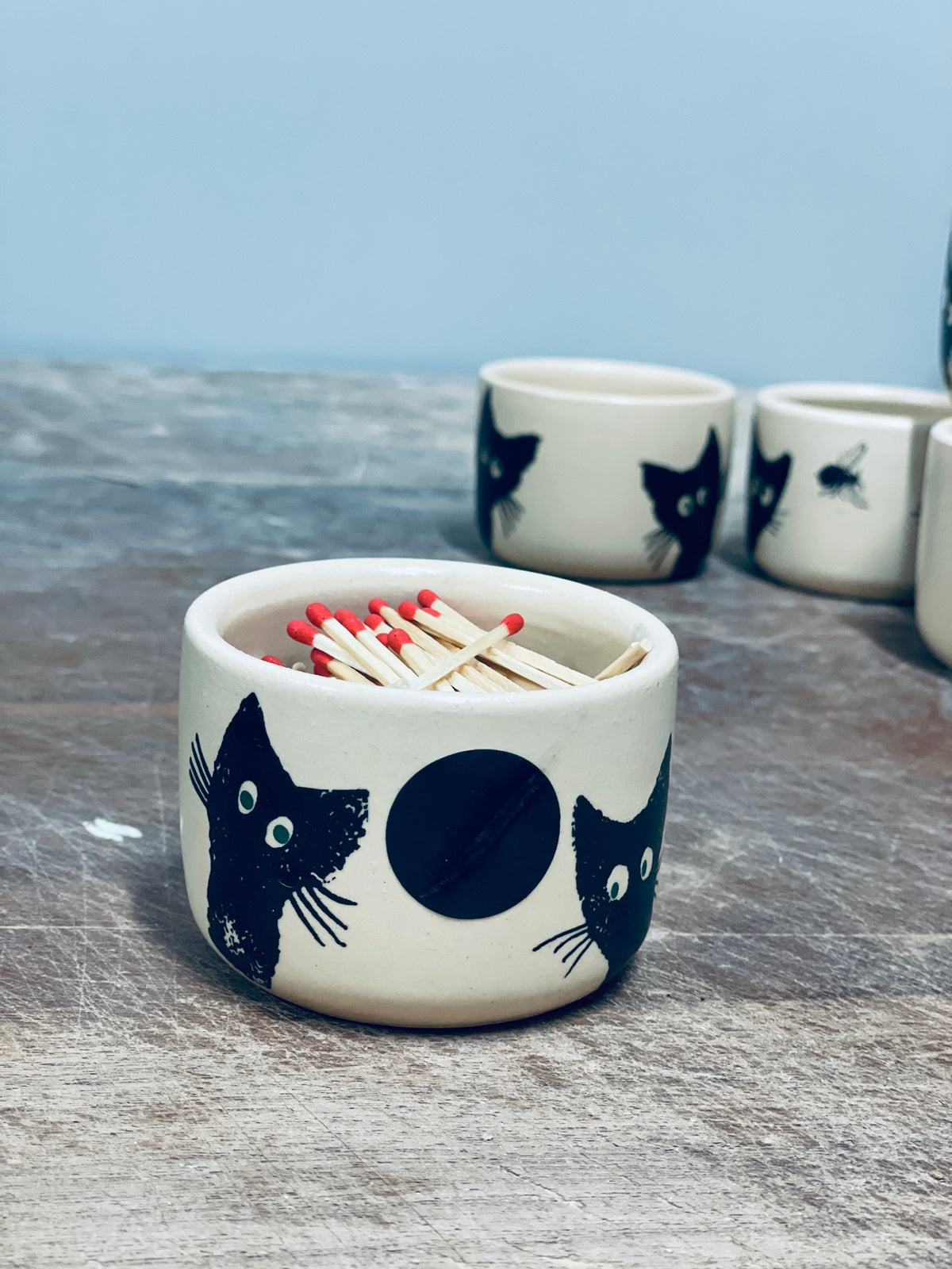 Black Cat Match Holder with Striker