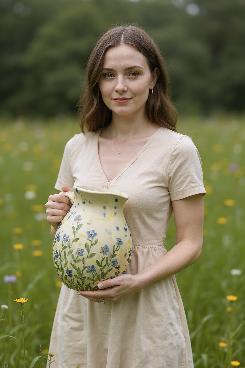 Krūze ar zilām puķītēm, neaizmirstulītēm